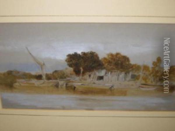 River Scene Oil Painting - James Stark