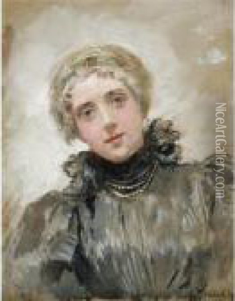 Portrait Of A Lady Oil Painting - Konstantin Egorovich Egorovich Makovsky
