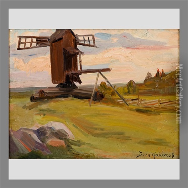 Old Windmill Oil Painting - Dora Wahlroos