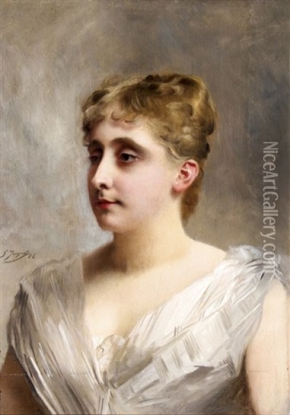 Portrait De La Princesse Polonaise Poniatowska Oil Painting - Gustave Jean Jacquet