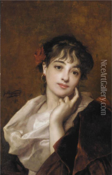 Deep In Thought Oil Painting - Jules Adolphe Goupil