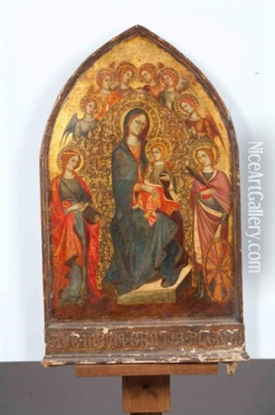 Vierge A L'enfant Entoure De Saintes Et D'anges Oil Painting -  Sano di Pietro