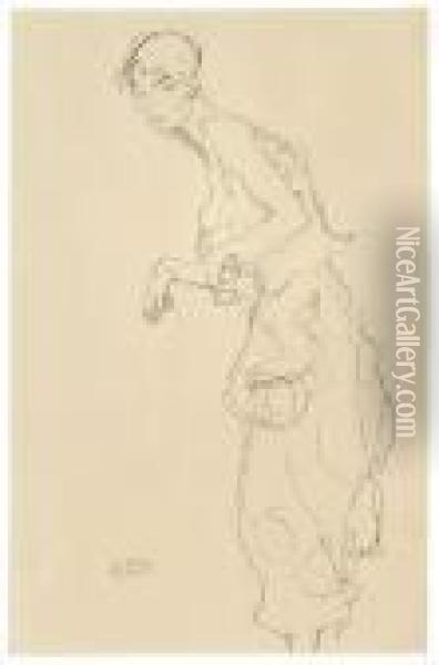 Frau Mit Gebauschten Hosen Nach Links Oil Painting - Gustav Klimt