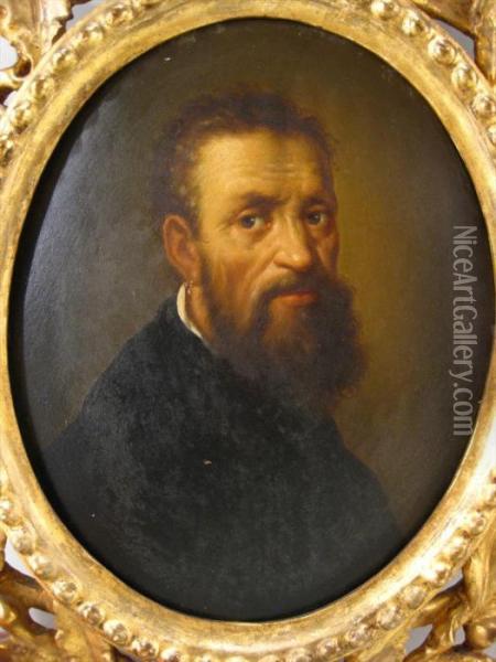 Portrait Of Michelangelo Buonarotti Oil Painting - Marcello Venusti