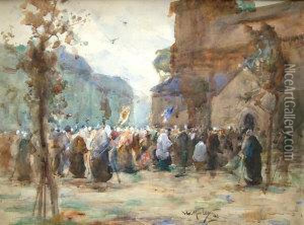 The Return Of The Procession Oil Painting - Thomas William Morley
