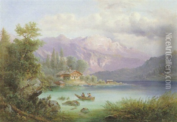 Alpenlandschaft Oil Painting - Gustav Barbarini