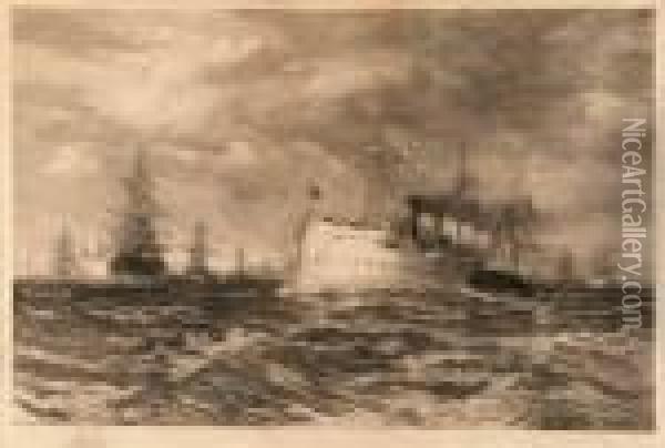 Ships At Sea Oil Painting - Thomas Moran