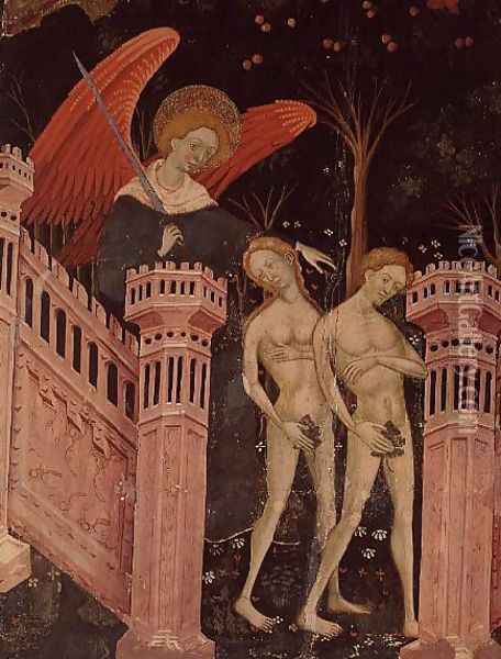Adam and Eve banished from Paradise (14th century) Oil Painting - Anonymous Artist