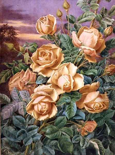 Yellow Roses Oil Painting - Thomas Frederick Collier