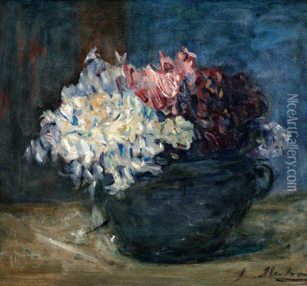 Bloemen In Zwarte Pot Oil Painting - Anna Adelaide Abrahams