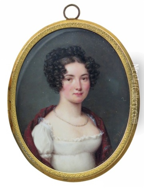 Portrait Miniature Of Ida, Princess Zu Schaumburg-lippe Oil Painting - Christian Wilhelm Jacob Unger