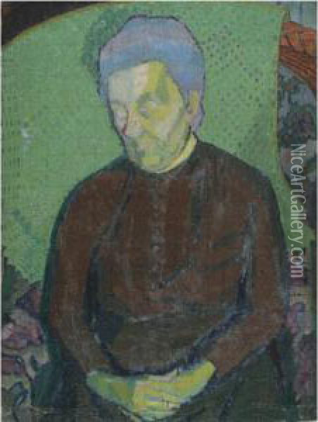 Portrait Of The Artist's Mother Asleep Oil Painting - Harold Gilman