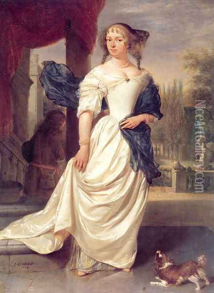 Portrait of Margaretha Delff, Wife of Johan de la Faille Oil Painting - Johannes Verkolje
