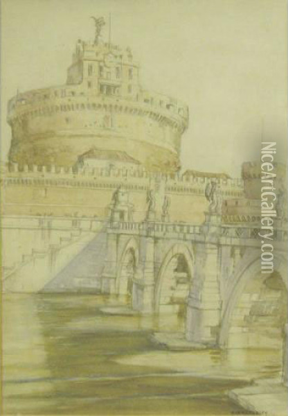 Veduta Di Ponte E Castel Sant' Angelo Oil Painting - Harry Morley