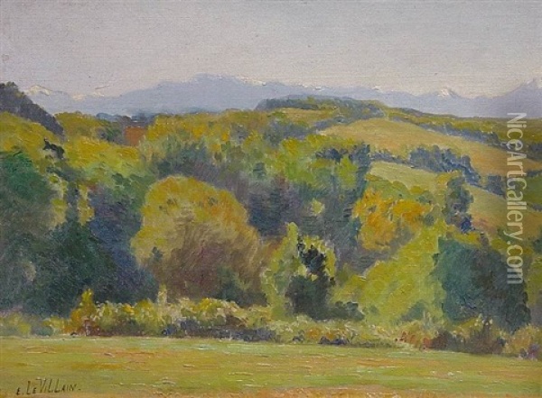 Landschaft In Der Umgebung Von Fecamps (?) Oil Painting - Ernest Auguste Le Villain