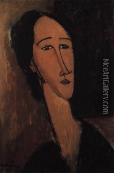 Testa Di Hanka Zborowska Oil Painting - Amedeo Modigliani