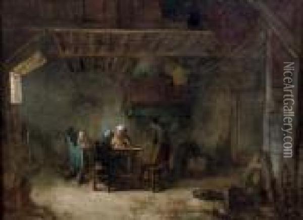 A Family Supper Oil Painting - Bernardus Johannes Blommers