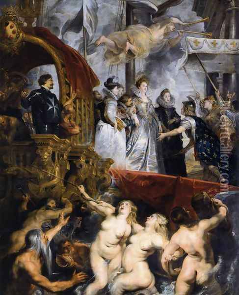 The Landing of Marie de Medicis at Marseilles 1623-25 Oil Painting - Peter Paul Rubens