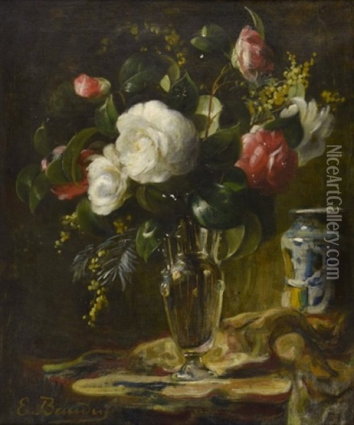 Roses Dans Un Vase Oil Painting - Eugene Baudin