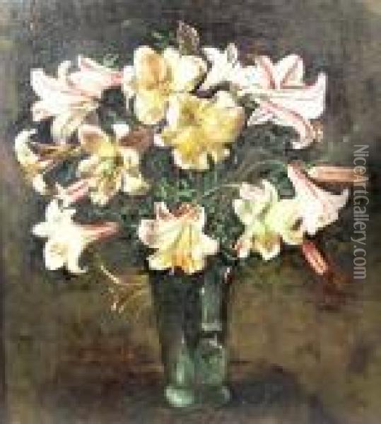 Imperial Lilies Oil Painting - Octav Bancila
