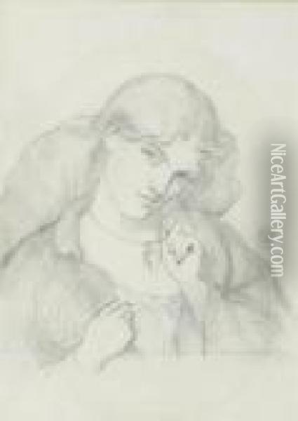 Etude Pour Joli Oil Painting - Dante Gabriel Rossetti