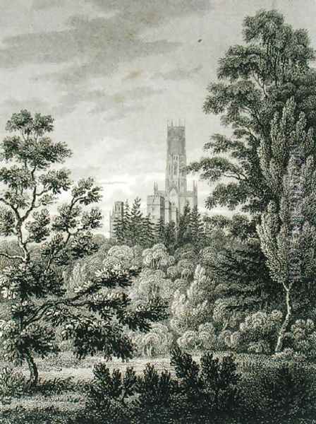 Fonthill Abbey from the American Plantation, published by W. Clarke, New Bond Street, 1812 Oil Painting - James Storer