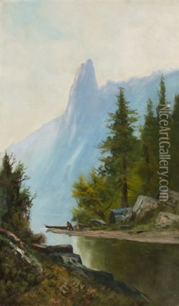 Sentinel Rock, Yosemite Oil Painting - William J. Weaver