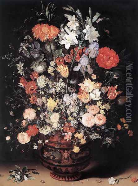 Flowers in a Vase Oil Painting - Jan The Elder Brueghel