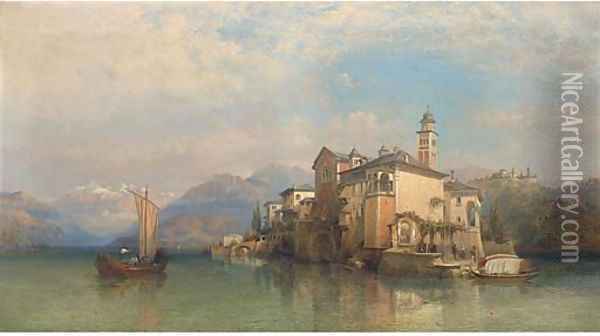 Isola San Guilo, Lake Orta Oil Painting - George Edwards Hering