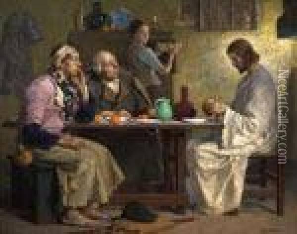 ''the Supper At Emmaus'' Oil Painting - Gari Julius Melchers