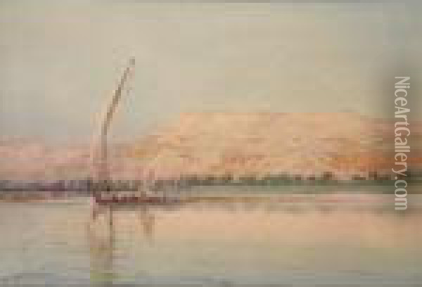 A Felucca On The Nile Oil Painting - Augustus Osborne Lamplough
