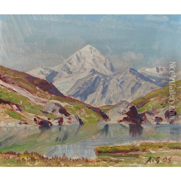 Bergsee Oil Painting - Albert Henri John Gos