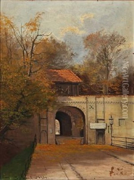 The Entrance To The Citadel In Copenhagen Oil Painting - Carl Ove Julian Lund