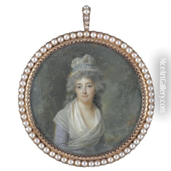 Portrait Of Madame Lescot Oil Painting - Lie-Louis Perin-Salbreux