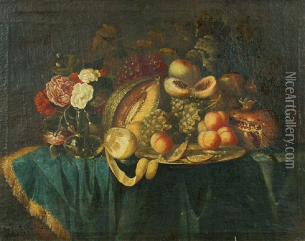 Fruchte- Und Blumenstillleben Oil Painting - Jan Davidsz De Heem