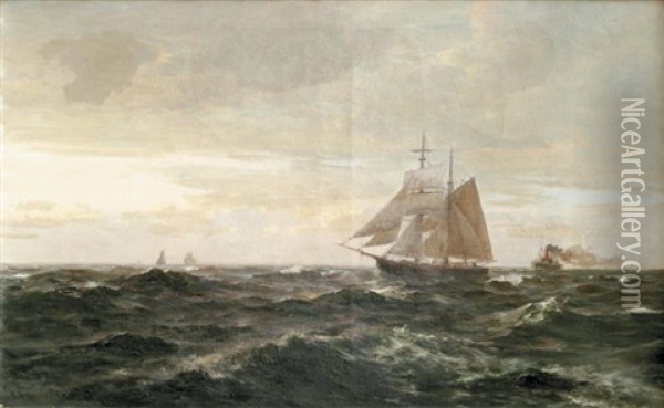 Na Morzu Polnocnym Oil Painting - Anders Andersen-Lundby