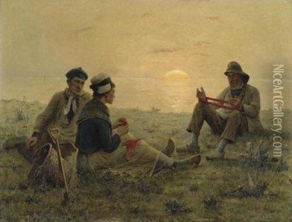 Winding Wool. Oil Painting - Jules Denneulin