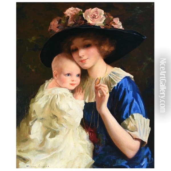Portrait Of A Mother And Child Oil Painting - William Collins