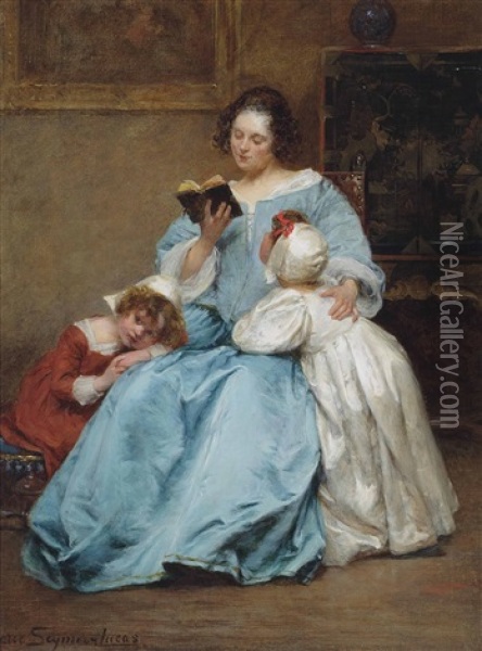 The First Chapter Oil Painting - Marie Seymour Lucas