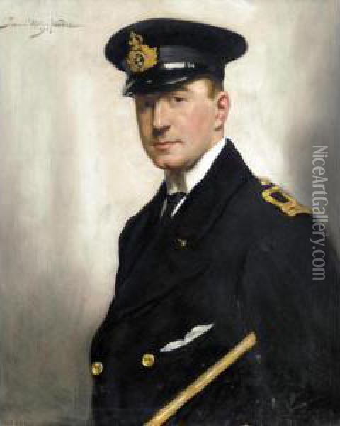 Portrait Of A Naval Officer Oil Painting - John St. Helier Lander