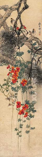 Flower And Bird Oil Painting - Liu Bin
