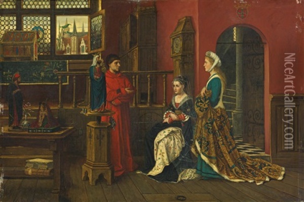 Queen With Lady In Waiting Oil Painting - Albrecht (Albert) Frans Lieven Vriendt