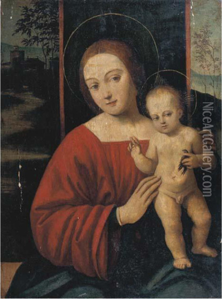 Madonna Con Bambino E Cardellino Oil Painting - Antonio Aleotti