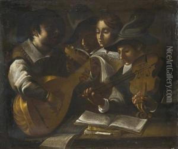Il Concerto Oil Painting - Michelangelo Merisi Da Caravaggio