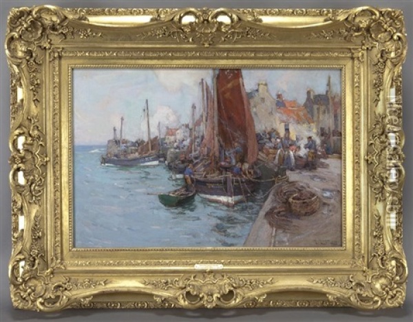 East Neuk Harbor Oil Painting - William Watt Milne