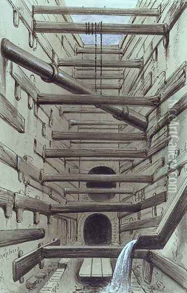 Interior of Fleet Street Sewer, 1845 Oil Painting - Fred Shepherd