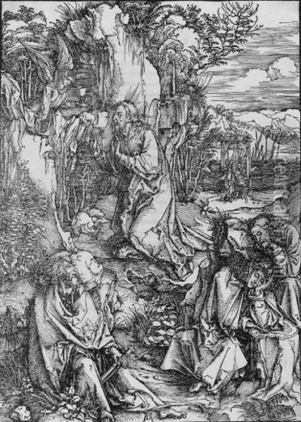 The Agony In The Garden, From The Large Passion (b. 6; M., Holl.115) Oil Painting - Albrecht Durer
