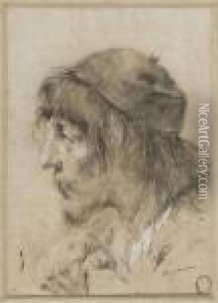 Tete D'homme De Profil Portant Un Chapeau Oil Painting - Giovanni Battista Piazzetta