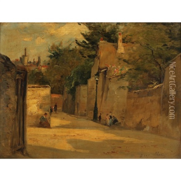 Town Scene Oil Painting - Eugene Berthelon