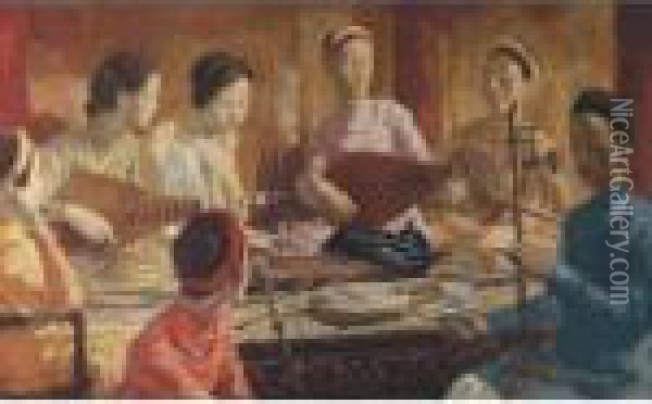 Family Concert In Hue, Vietnam Oil Painting - Alexander Evgenievich Yakovlev
